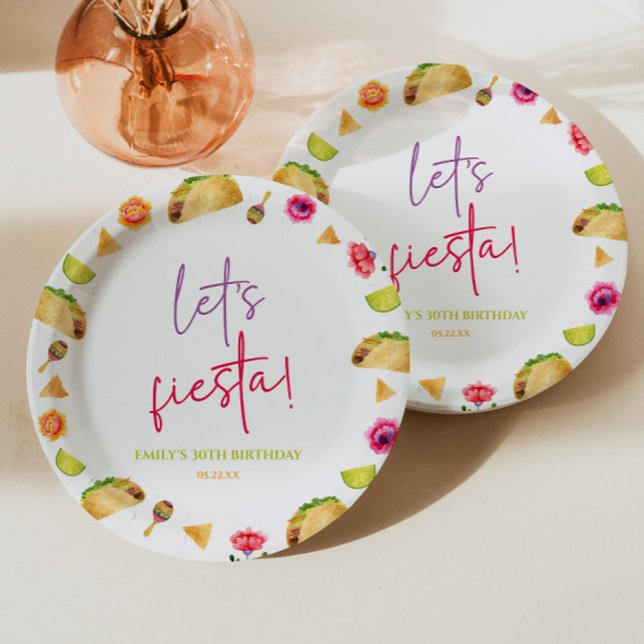 Assiettes En Carton Fête de Fiesta Taco, fête mexicaine d'anniversaire (Créateur téléchargé)