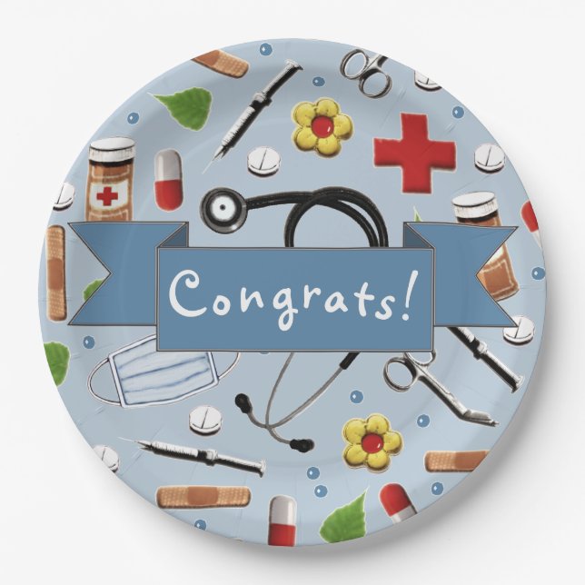 Assiettes En Carton Fête de fin d'études Médicales (Devant)