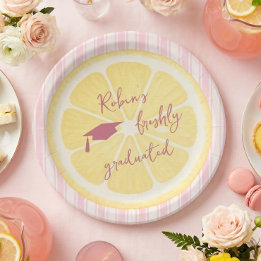 Assiettes En Carton Fête de fin d'études Rayures de Citron Fraîchement