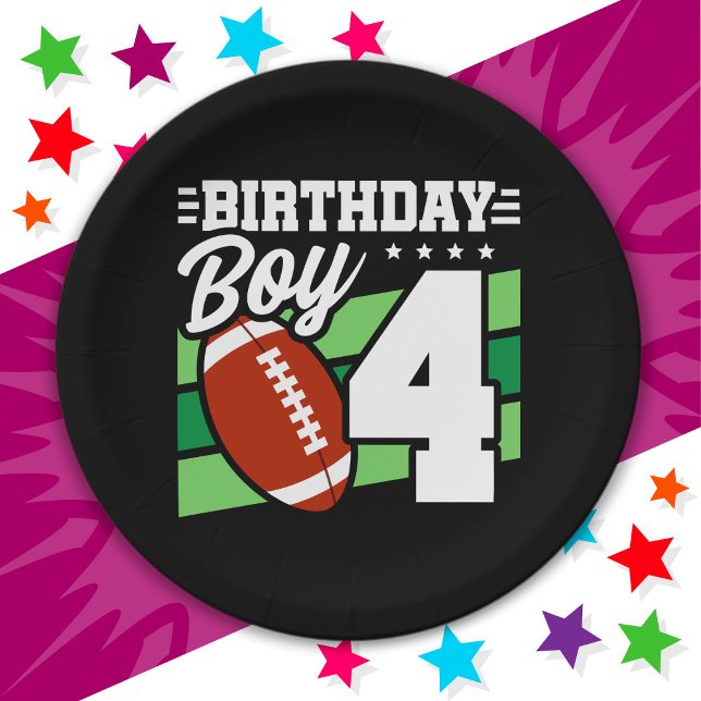 Assiettes En Carton Fête de football 4 ans Thème 4e anniversaire garço (Créateur téléchargé)