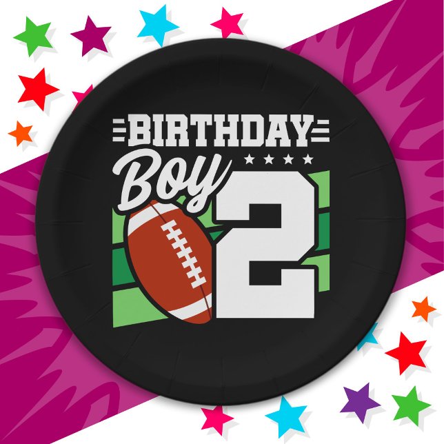 Assiettes En Carton Fête de football de 2 ans Thème 2ème anniversaire  (Créateur téléchargé)