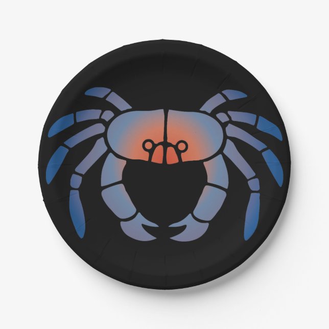 Assiettes En Carton Fête de fruits de mer de crabe bleu (Devant)