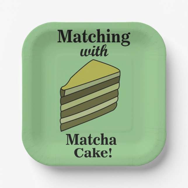 Assiettes En Carton Fête de gâteau vert de Matcha (Recto)