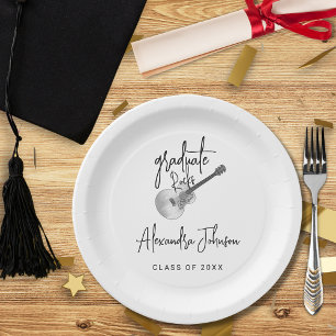 Assiettes En Carton Fête de graduation de la guitare moderne tendance