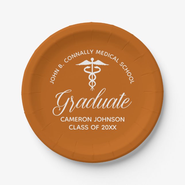 Assiettes En Carton Fête de graduation Médicale Orange personnalisée (Devant)
