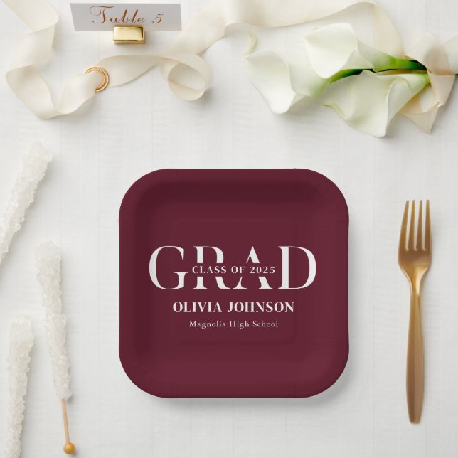 Assiettes En Carton Fête de graduation minimale (Mariage)