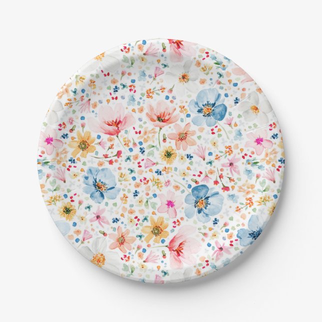 Assiettes En Carton Fête de jardin délicate et romantique aux fleurs a (Devant)