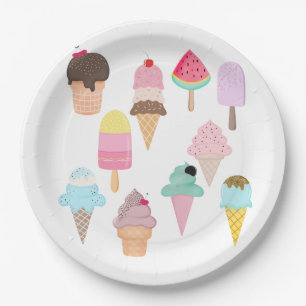 Assiettes En Carton Fête de la crème glacée