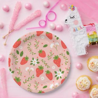 Assiettes En Carton Fête de la Fleur de Fraisier