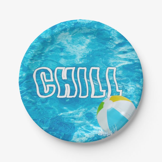 Assiettes En Carton Fête de la piscine d'été (Devant)