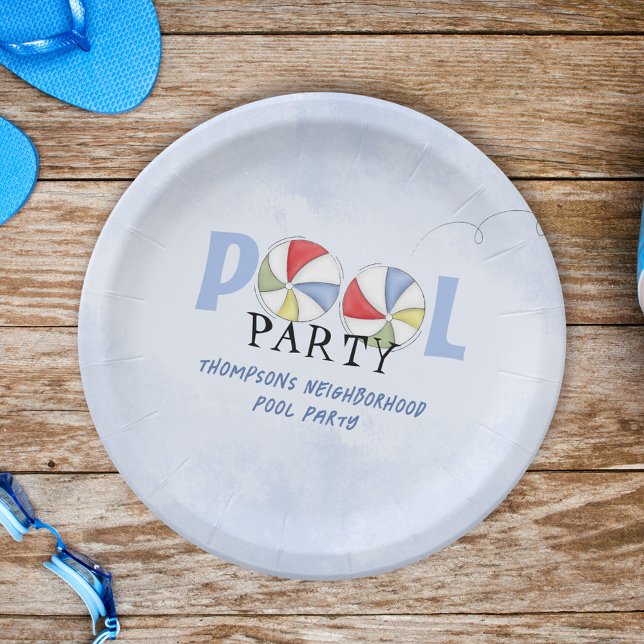 Assiettes En Carton Fête de la piscine d'été sur mesure (Créateur téléchargé)