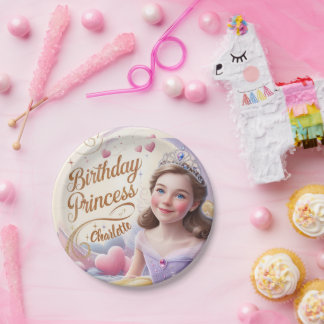 Assiettes En Carton Fête de la princesse Joyeux anniversaire