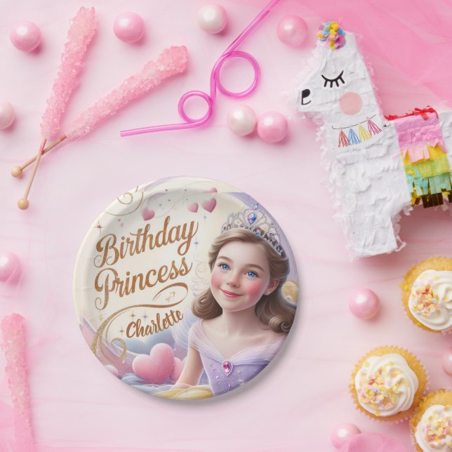 Assiettes En Carton Fête de la princesse Joyeux anniversaire (Fête)