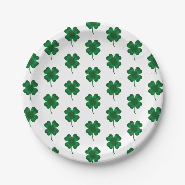 Assiettes En Carton Fête de la Saint Patrick shamrock  (Devant)