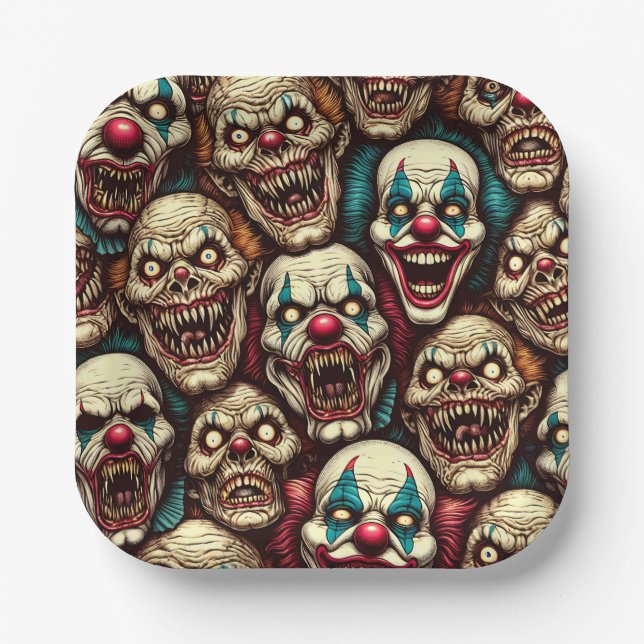 Assiettes En Carton Fête de l'Halloween des Clowns (Recto)