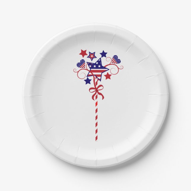 Assiettes En Carton Fête de l'Indépendance Patriotique (Devant)