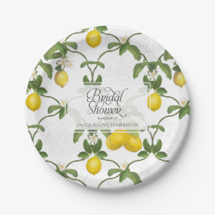 Assiettes En Carton Fête de l'mariée d'été sur les agrumes à feuilles 