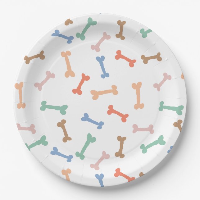 Assiettes En Carton Fête de l'os de chien coloré (Devant)