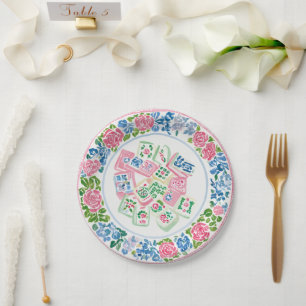 Assiettes En Carton Fête de mahjong dans le style prépa avec chinoiser