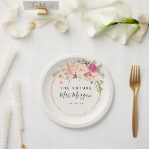 Assiettes En Carton Fête de mariage Antique Rose