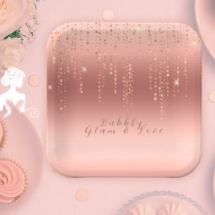 Assiettes En Carton Fête de mariage avec confettis rose gold