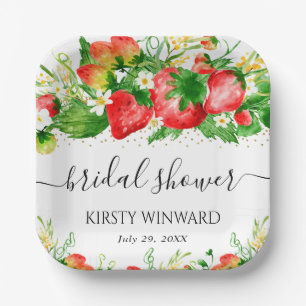Assiettes En Carton Fête de mariage avec des fraises et des fleurs à l