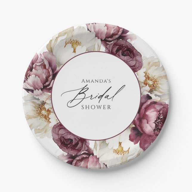 Assiettes En Carton Fête de mariage champêtre avec fleurs abondantes (Devant)