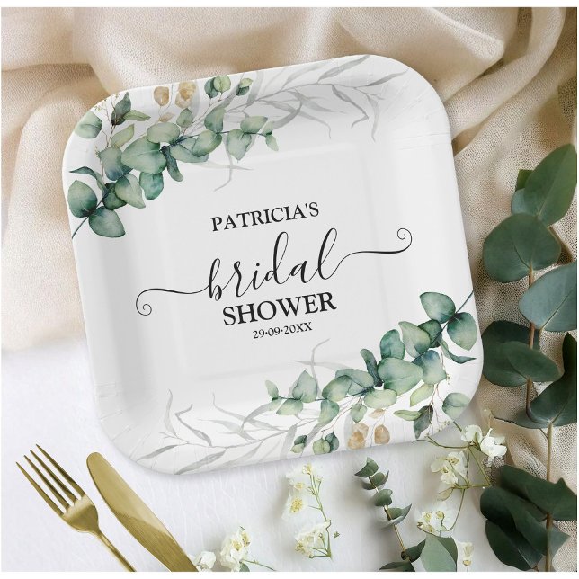 Assiettes En Carton Fête de mariage champêtre Eucalyptus (Créateur téléchargé)