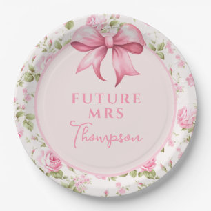 Assiettes En Carton Fête de mariage Coquette Pink Bow Future Mme