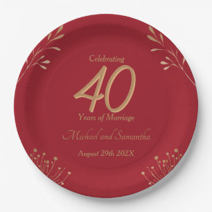 Assiettes En Carton Fête de mariage élégante pour les 40 ans de rubis