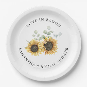 Assiettes En Carton Fête de mariage Fleur de Tournesol Eucalyptus
