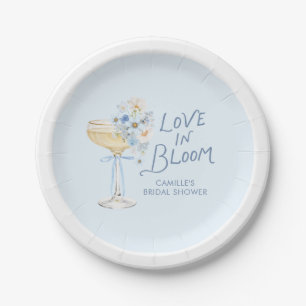 Assiettes En Carton Fête de mariage floral bleu Love in Bloom