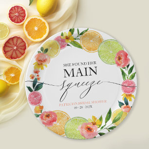 Assiettes En Carton Fête de mariage floral et agrumes Main Squeeze