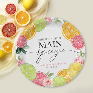 Assiettes En Carton Fête de mariage floral et agrumes Main Squeeze