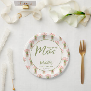 Assiettes En Carton Fête de mariage Floral Rose Fraîchement Retirée du