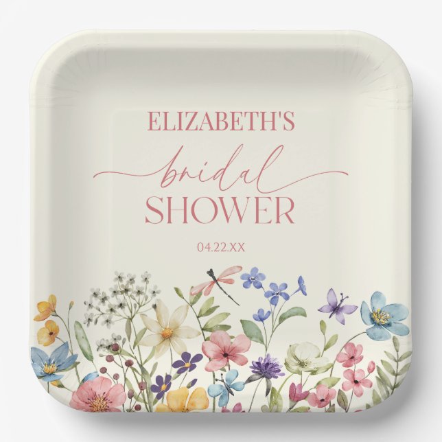 Assiettes En Carton Fête de mariage florale Fleur sauvage (Recto)