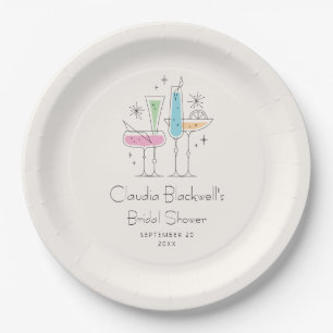 Assiettes En Carton Fête de mariage rétro bulles Champagne