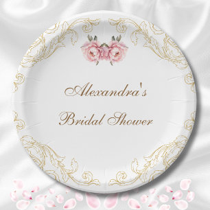 Assiettes En Carton Fête de mariage rose vintage floral pivoine