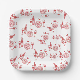 Assiettes En Carton Fête de mariage Rustic Pizza & Wine