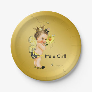 Assiettes En Carton Fête de naissance abeille bourdon pour filles
