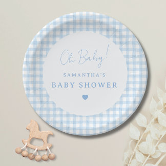Assiettes En Carton Fête de naissance de bébé garçon à l'aquarelle Boh
