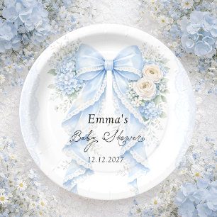 Assiettes En Carton Fête de naissance de bébé garçon à l'arc floral bl