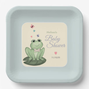 Assiettes En Carton Fête de naissance de bébé garçon grenouille bleu p