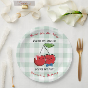 Assiettes En Carton Fête de naissance de jumeaux garçon et fille