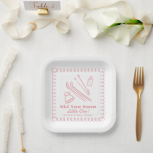 Assiettes En Carton Fête de Naissance Fille Bientôt Ski Dessinée à la