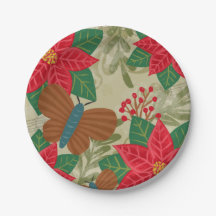 Fête de Noël avec poinsettia vintage et verdure