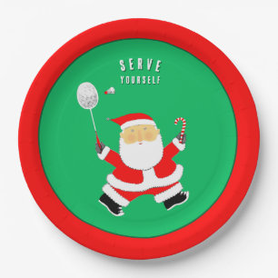 Assiettes En Carton Fête de Noël de badminton sportive