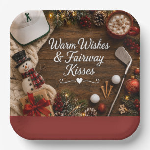 Assiettes En Carton Fête de Noël de golf pour golfeur