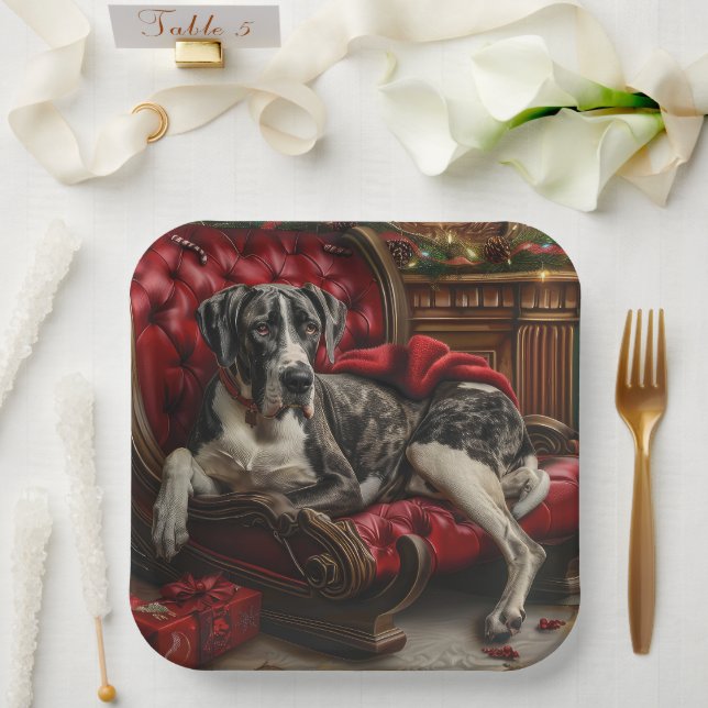 Assiettes En Carton Fête de Noël du chien Danse (Mariage)