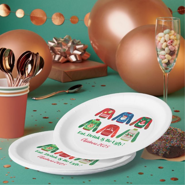 Assiettes En Carton Fête de Noël moche (Multi)